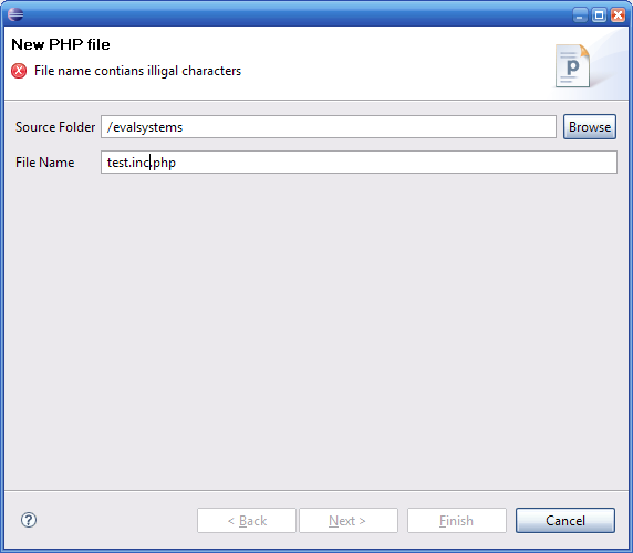 PHP IDE 1.0 New File bug