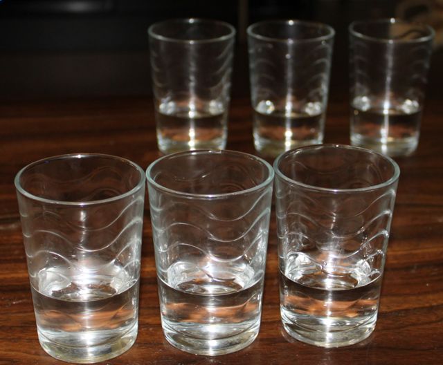 Six glasses of water